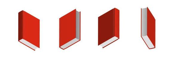 conjunto de libros rojos cerrados en diferentes posiciones para librería vector