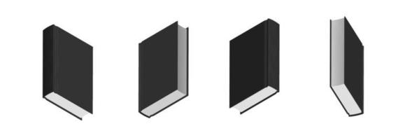 Set of closed black books in different positions for bookstore vector