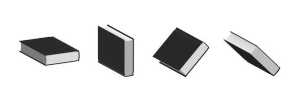 Set of closed black books in different positions for bookstore vector