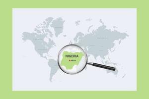Map of Nigeria political world map with magnifying glass vector