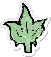 retro distressed sticker of a cartoon leaf symbol vector