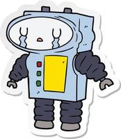 sticker of a cartoon robot crying vector