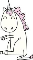 quirky hand drawn cartoon unicorn vector
