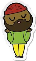 sticker of a cute cartoon man with beard vector