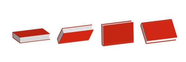 conjunto de libros rojos cerrados en diferentes posiciones para librería vector