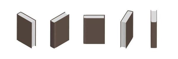 Set of closed brown books in different positions for bookstore vector