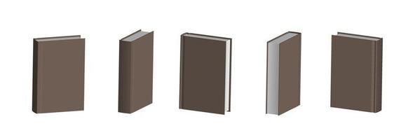 Set of closed brown books in different positions for bookstore vector