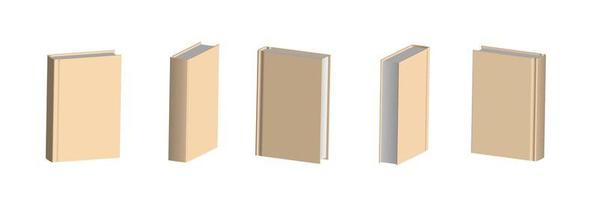 conjunto de libros beige cerrados en diferentes posiciones para librería vector