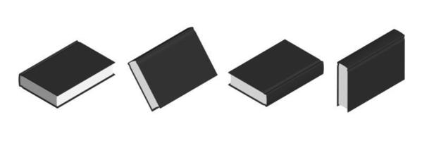 Set of closed black books in different positions for bookstore vector