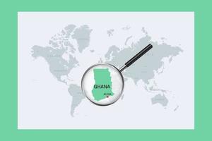 Map of Ghana political world map with magnifying glass vector