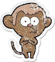 pegatina angustiada de un mono aullador de dibujos animados vector