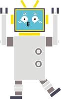 flat color retro cartoon robot vector