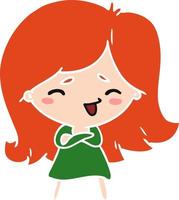 cartoon of a cute kawaii girl vector