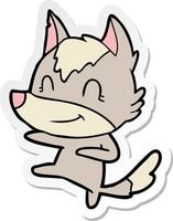 sticker of a friendly cartoon wolf vector