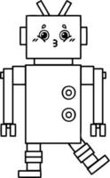 line drawing cartoon robot vector