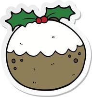 sticker of a cartoon christmas pudding vector