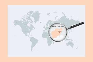 mapa de afganistán en el mapa político del mundo con lupa vector