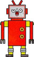 retro, grunge, textura, caricatura, enojado, robot vector