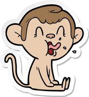 sticker of a crazy cartoon monkey sitting vector