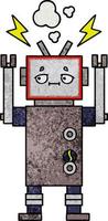 retro grunge texture cartoon robot vector