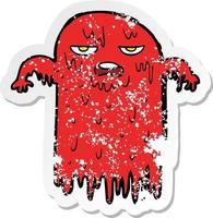 retro distressed sticker of a cartoon spooky ghost vector