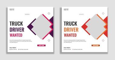 Truck driver wanted social media and web banner vector