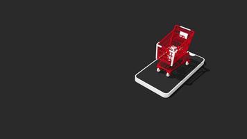 Online Shopping Isometric 3D Rendering, Sale Promo Offer Design, Special Offer Background, Shopping Cart, Percentage Boxes Falling From Cart video