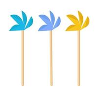 Set of accessory for birthday party. Color stars on sticks. Magic wands. vector