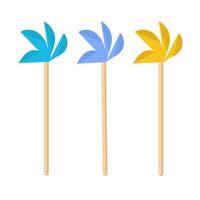 Set of accessory for birthday party. Color stars on sticks. Magic wands. vector