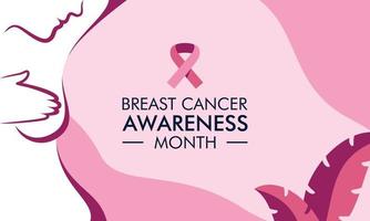 Breast cancer awareness month of diverse ethnic women group together with pink support ribbon concep vector