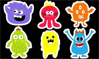 Seamless pattern with funny monsters. Sticker monster vector