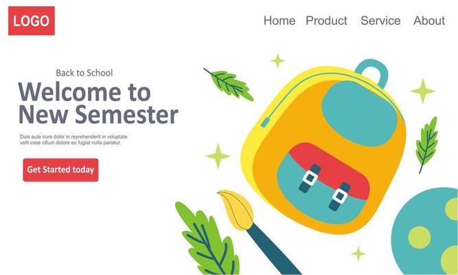 Back to school banner template landing page
