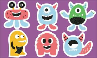 Seamless pattern with funny monsters. Sticker monster vector