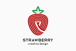 diseño de logotipo de fresa en forma de p con concepto creativo vector