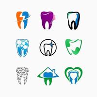 una colección de diseños de logotipos de atención dental o clínica dental en un concepto moderno y creativo vector