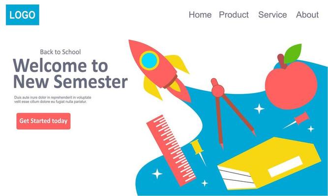 Back to school banner template landing page