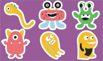 Seamless pattern with funny monsters. Sticker monster vector