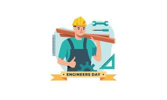 ingeniería y construcción ilustrada. feliz dia del ingeniero vector