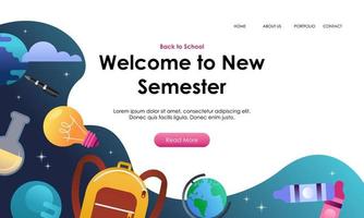 Back to school banner template landing page vector