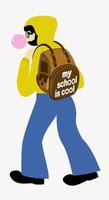 Vector isolated illustration of a person going to school.