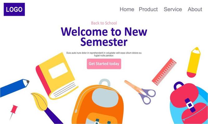Back to school banner template landing page