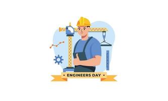 ingeniería y construcción ilustrada. feliz dia del ingeniero vector