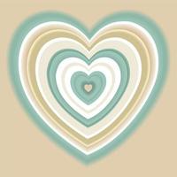 Vector bright illustration of big striped heart on beige background.