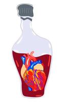 Vector isolated illustration of bottle with a heart inside.