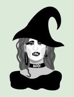 Vector isolated illustration of a witch. Halloween personage.