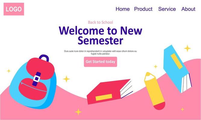 Back to school banner template landing page