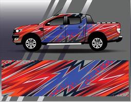 vector de diseño de envoltura de coche. Diseños de kits de fondo de carreras de franjas abstractas gráficas para envolver vehículos carrera de autos rally aventura y librea