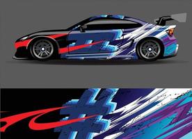 vector de diseño de envoltura de coche. Diseños de kits de fondo de carreras de franjas abstractas gráficas para envolver vehículos carrera de autos rally aventura y librea