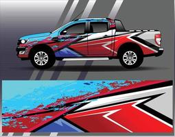 vector de diseño de envoltura de coche. Diseños de kits de fondo de carreras de franjas abstractas gráficas para envolver vehículos carrera de autos rally aventura y librea