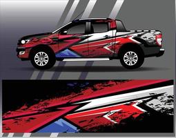 vector de diseño de envoltura de coche. Diseños de kits de fondo de carreras de franjas abstractas gráficas para envolver vehículos carrera de autos rally aventura y librea